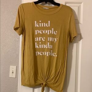 Yellow Tie Front Short Sleeve Tee